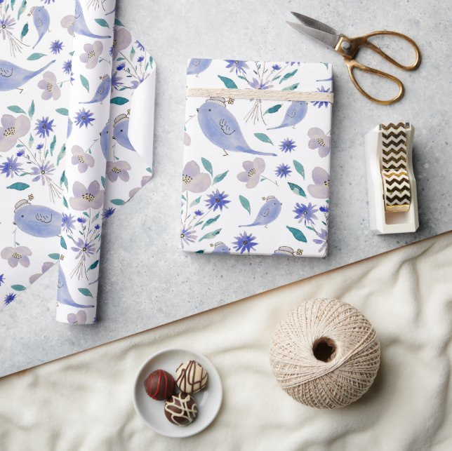 Cute Sparrow With a Flower Hat Wrapping Paper (Crafts)