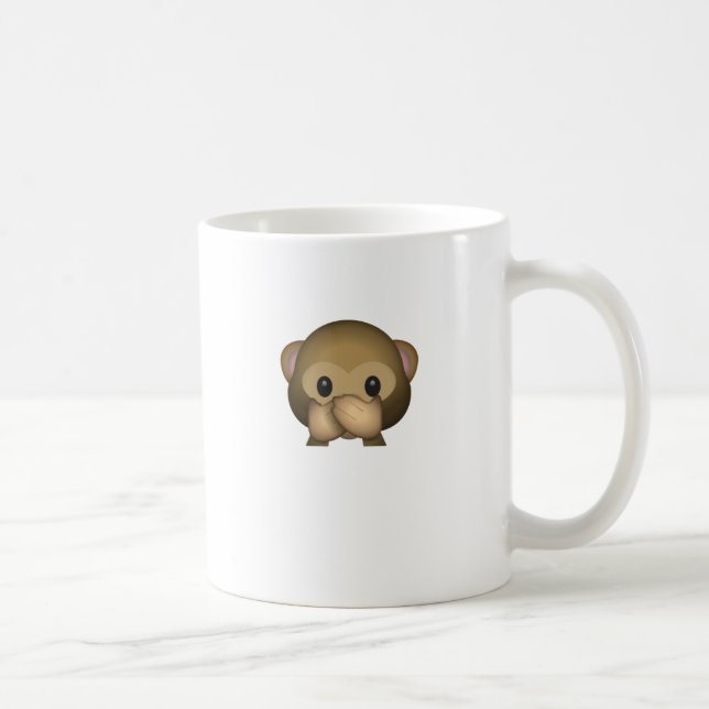 Cute Speak No Evil Monkey Emoji Coffee Mug (Right)