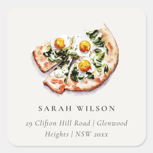 Cute Special Delivery Pizza Baby Shower Address Square Sticker (Front)