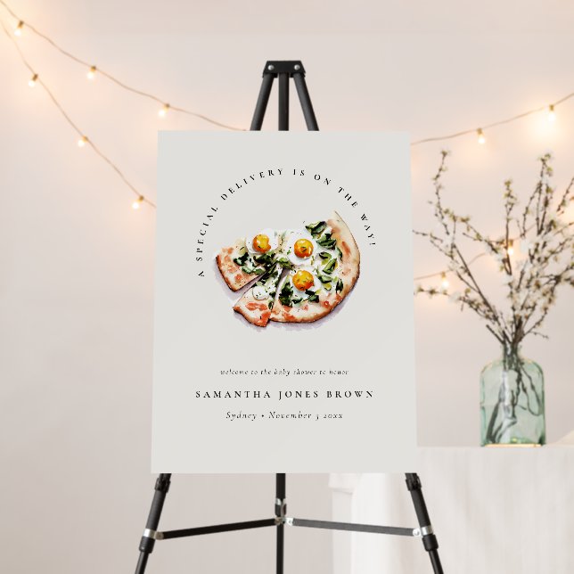 Cute Special Delivery Pizza Baby Shower Party Foam Board (In Situ (Stand))