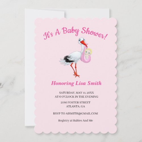 Cute Special Delivery Stork Baby Shower Invitation