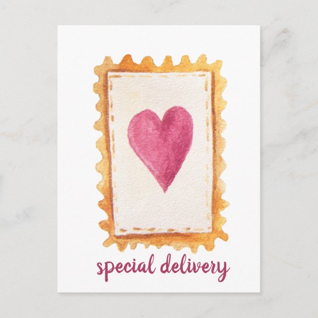 Cute Special Delivery Valentines Day Postcard (Front)
