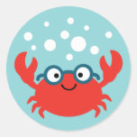 Cute Specky Crab Illustration Classic Round Sticker