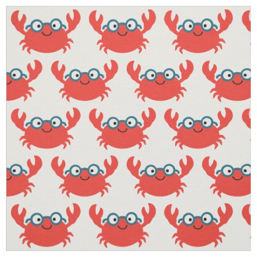 Cute Specky Crab Illustration Fabric