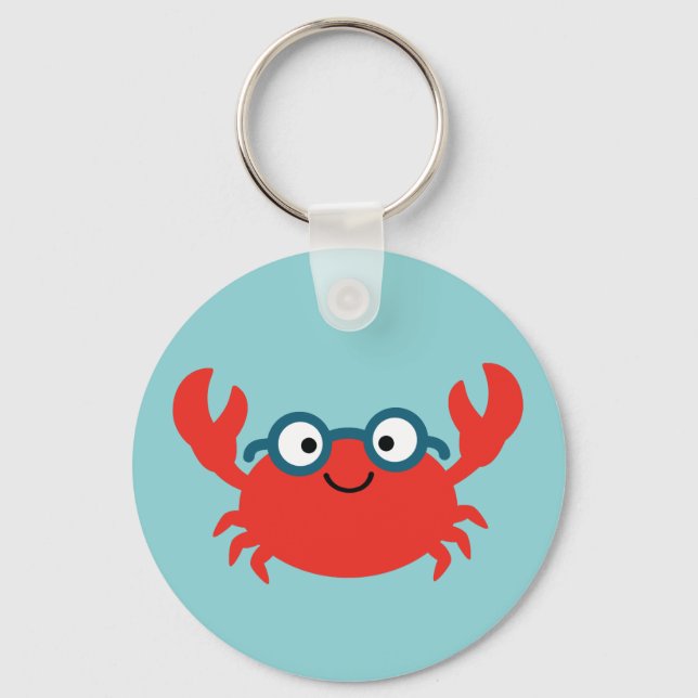Cute Specky Crab Illustration Keychain (Front)