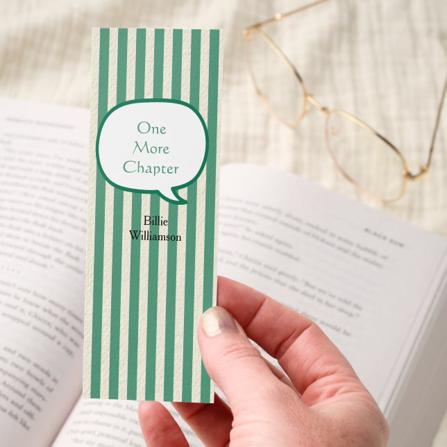 Cute Speech Bubble Custom Quote and Name Green Bookmarks (Hand)