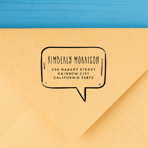 Cute Speech Bubble Handwritten Name Return Address Self-inking Stamp