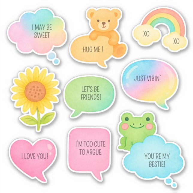 Cute Speech Bubbles kids scrapbook cartoon chat  Sticker (Front)