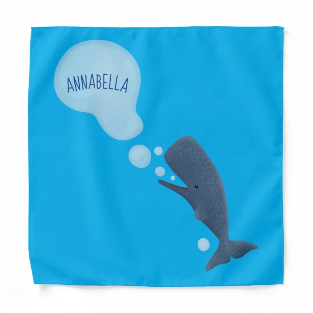 Cute sperm whale blowing bubbles cartoon  bandana (Front)