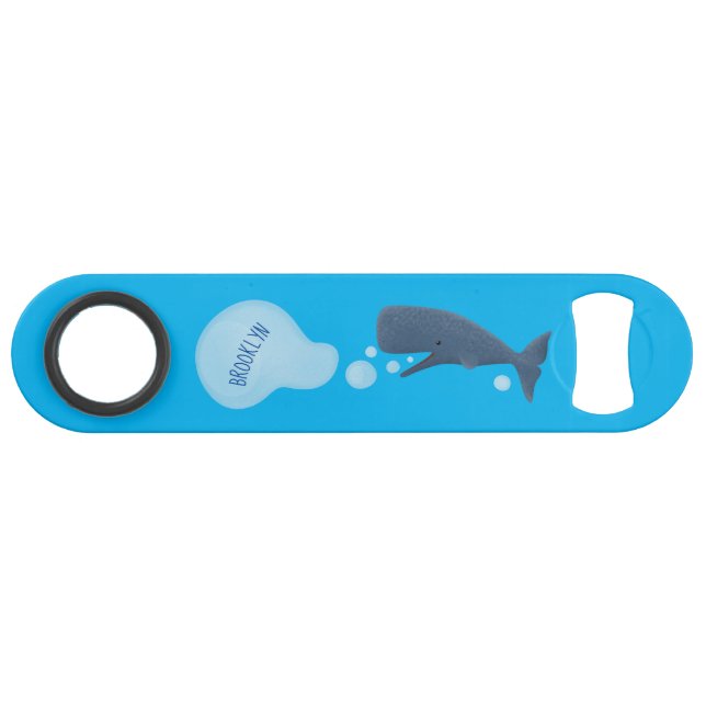 Cute sperm whale blowing bubbles cartoon  bar key (Front (Horizontal))