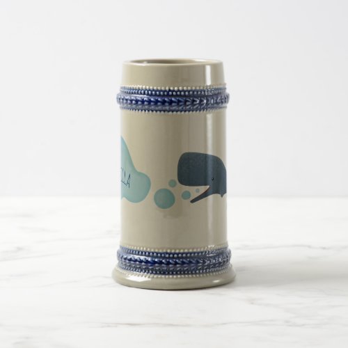 Cute sperm whale blowing bubbles cartoon beer stein