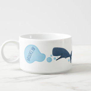 Cute sperm whale blowing bubbles cartoon bowl