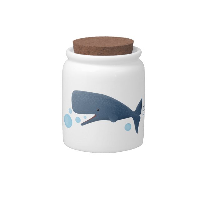 Cute sperm whale blowing bubbles cartoon candy jar (Front)