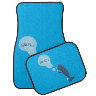 Cute sperm whale blowing bubbles cartoon car floor mat