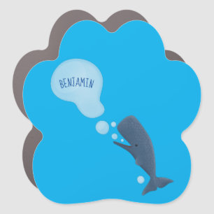 Cute sperm whale blowing bubbles cartoon car magnet