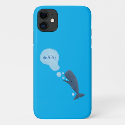 Cute sperm whale blowing bubbles cartoon iPhone 11 case