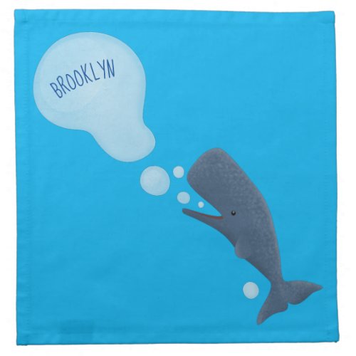 Cute sperm whale blowing bubbles cartoon cloth napkin