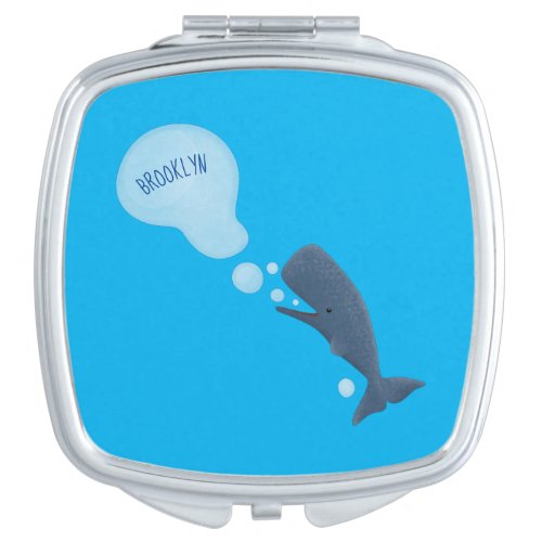 Cute sperm whale blowing bubbles cartoon compact mirror