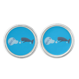 Cute sperm whale blowing bubbles cartoon cufflinks