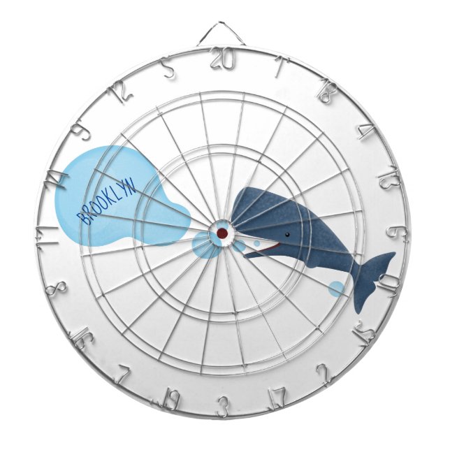 Cute sperm whale blowing bubbles cartoon dart board (Front)