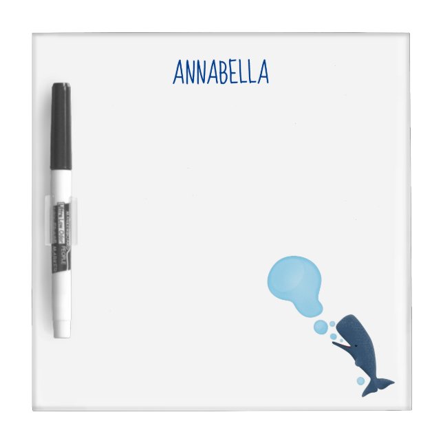 Cute sperm whale blowing bubbles cartoon dry erase board (Front)