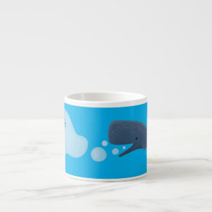 Cute sperm whale blowing bubbles cartoon espresso cup