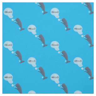 Cute sperm whale blowing bubbles cartoon fabric