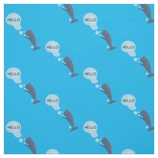 Cute sperm whale blowing bubbles cartoon fabric