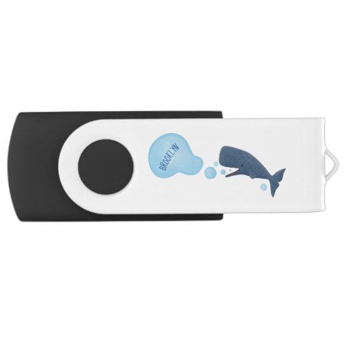 Cute sperm whale blowing bubbles cartoon flash drive