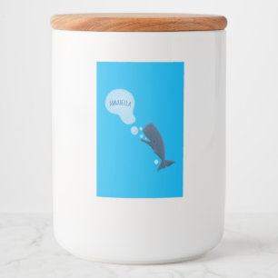 Cute sperm whale blowing bubbles cartoon food label