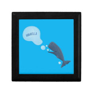 Cute sperm whale blowing bubbles cartoon gift box