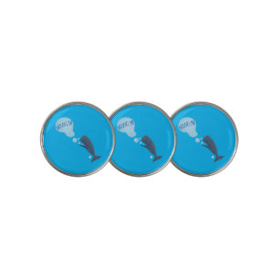 Cute sperm whale blowing bubbles cartoon golf ball marker