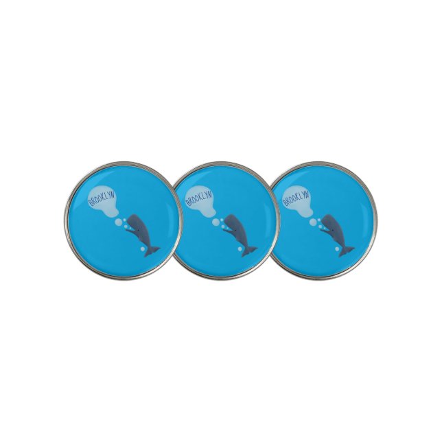 Cute sperm whale blowing bubbles cartoon  golf ball marker (3 Up)