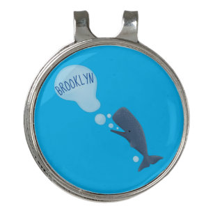 Cute sperm whale blowing bubbles cartoon golf hat clip