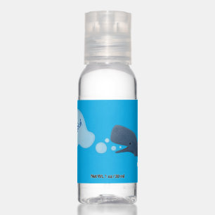 Cute sperm whale blowing bubbles cartoon hand sanitizer