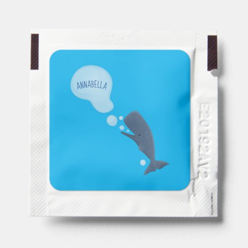 Cute sperm whale blowing bubbles cartoon hand sanitizer packet