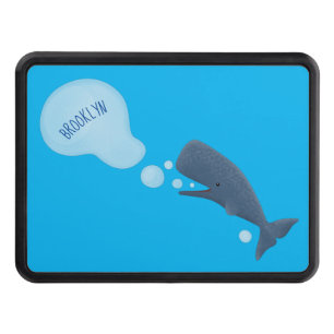 Cute sperm whale blowing bubbles cartoon hitch cover