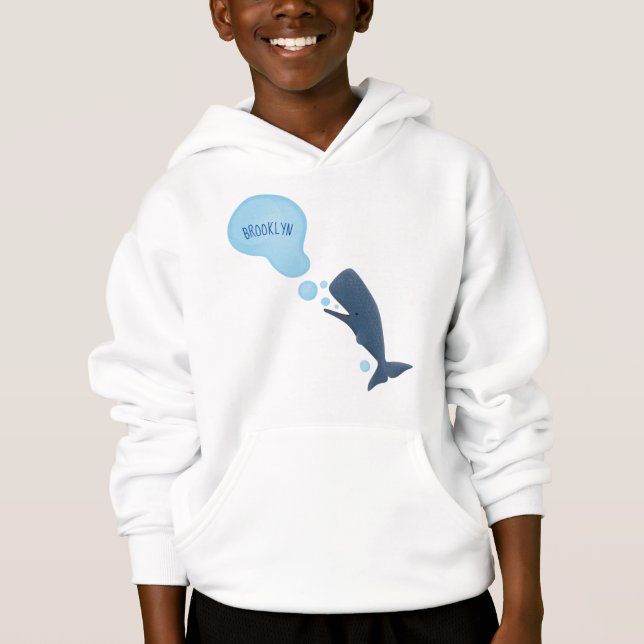 Cute sperm whale blowing bubbles cartoon hoodie (Front)