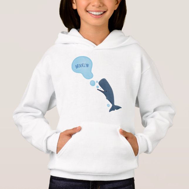 Cute sperm whale blowing bubbles cartoon hoodie (Front)
