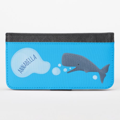 Cute sperm whale blowing bubbles cartoon iPhone x wallet case