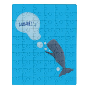 Cute sperm whale blowing bubbles cartoon jigsaw puzzle