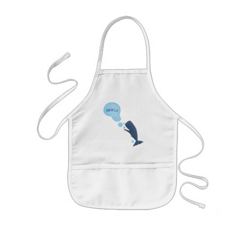 Cute sperm whale blowing bubbles cartoon kids apron