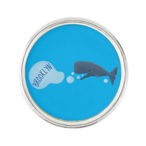 Cute sperm whale blowing bubbles cartoon lapel pin