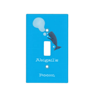 Cute sperm whale blowing bubbles cartoon light switch cover