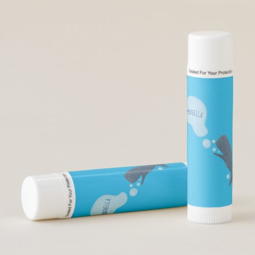 Cute sperm whale blowing bubbles cartoon lip balm