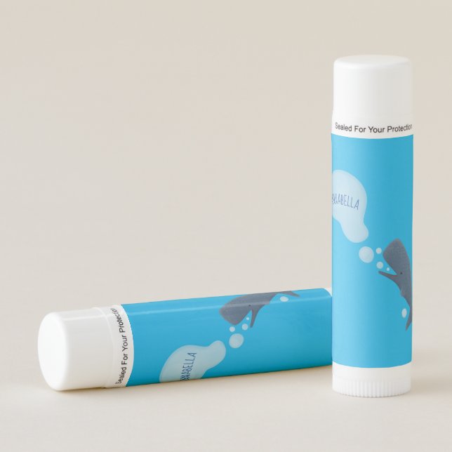 Cute sperm whale blowing bubbles cartoon lip balm (Front)