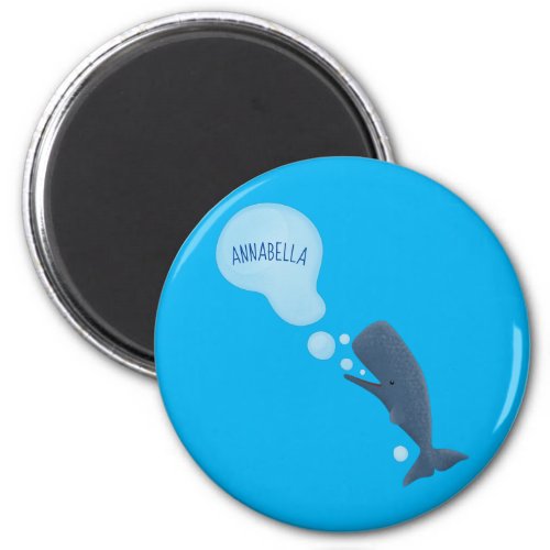 Cute sperm whale blowing bubbles cartoon magnet