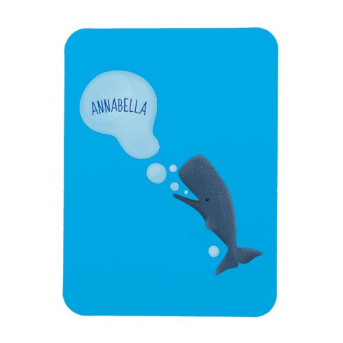 Cute sperm whale blowing bubbles cartoon magnet
