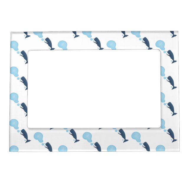 Cute sperm whale blowing bubbles cartoon magnetic frame (Front)