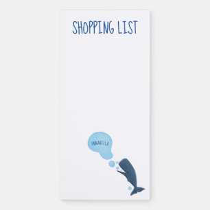 Cute sperm whale blowing bubbles cartoon magnetic notepad